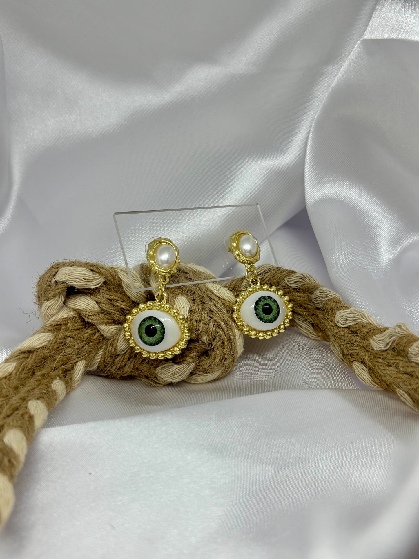 Evil Eye Pearl Drop Earring