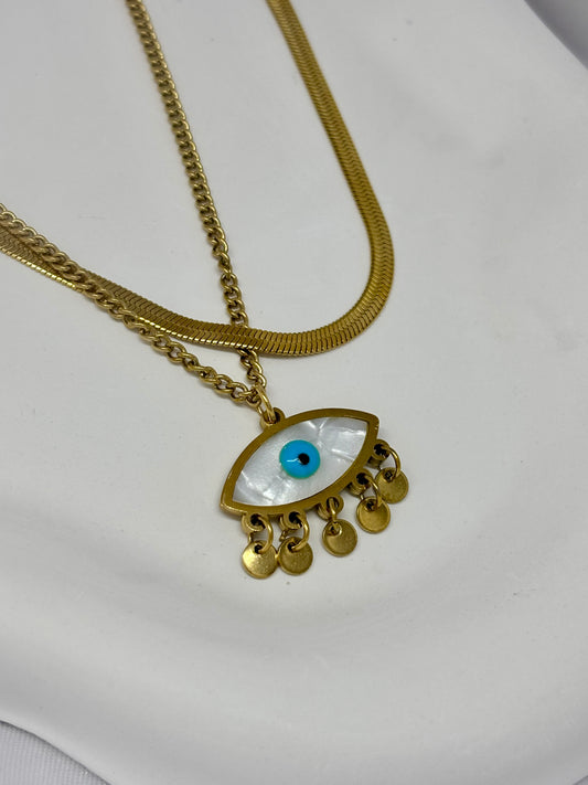 Double Layer Evil Eye Golden Neckchain