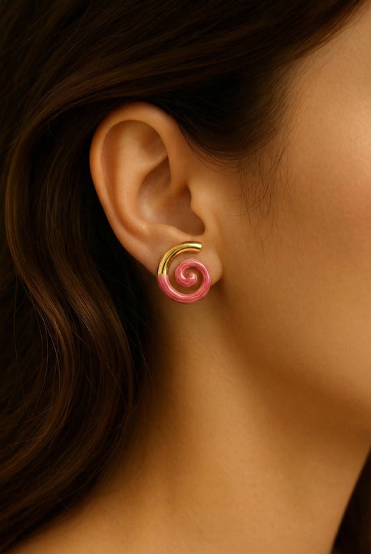 Spiral Pink & Gold Fusion Earring