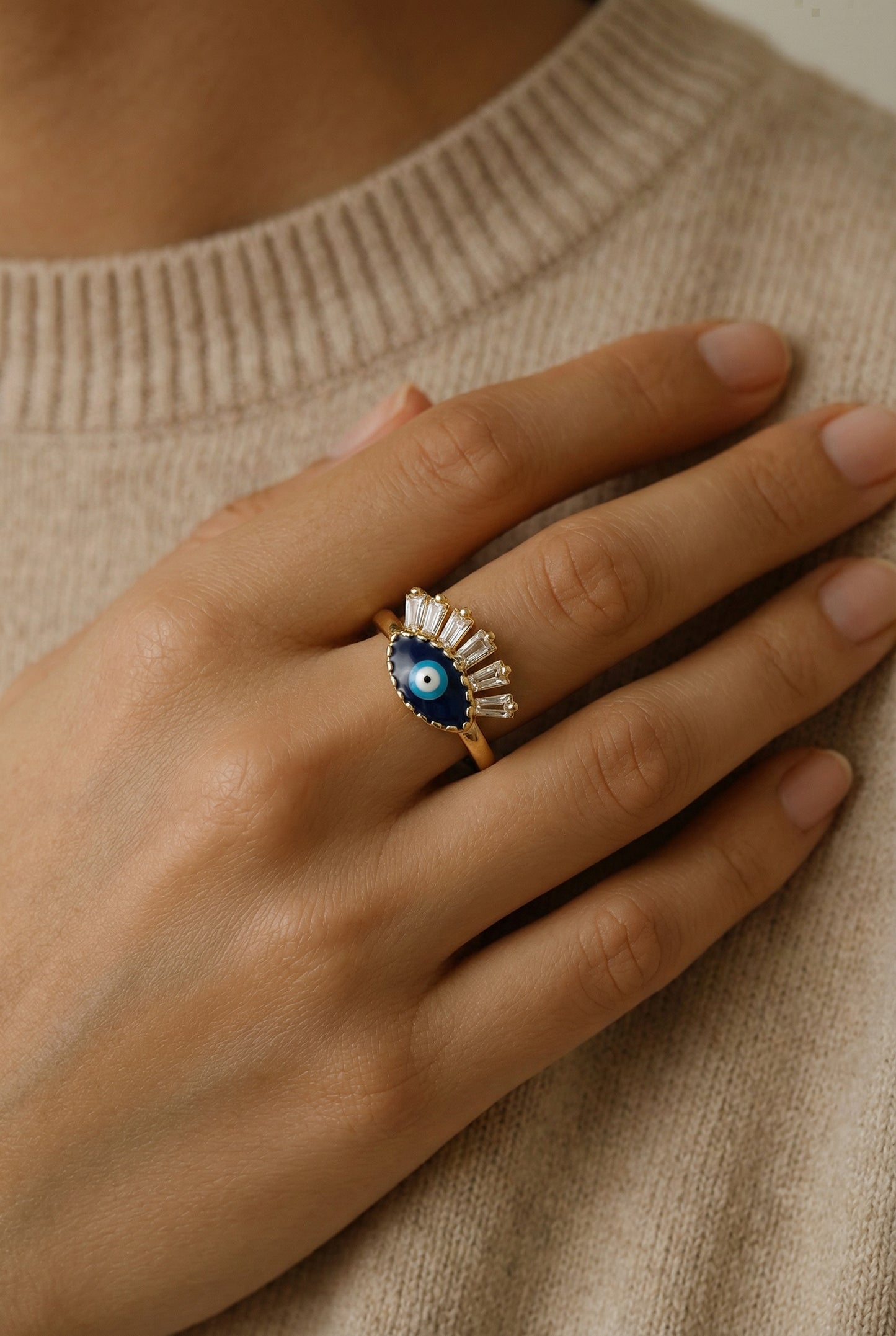 Bella Golden Evil Eye Ring