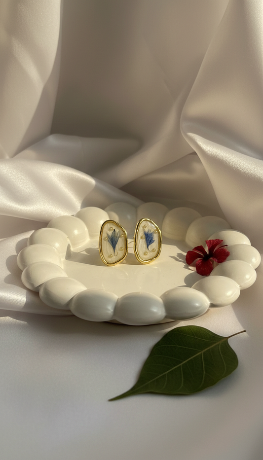 Blue Feather Glam Studs