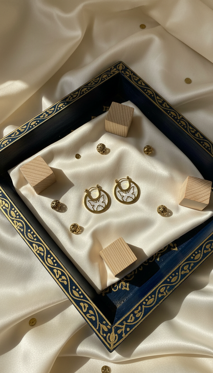 Golden Butterfly Orb Hoop