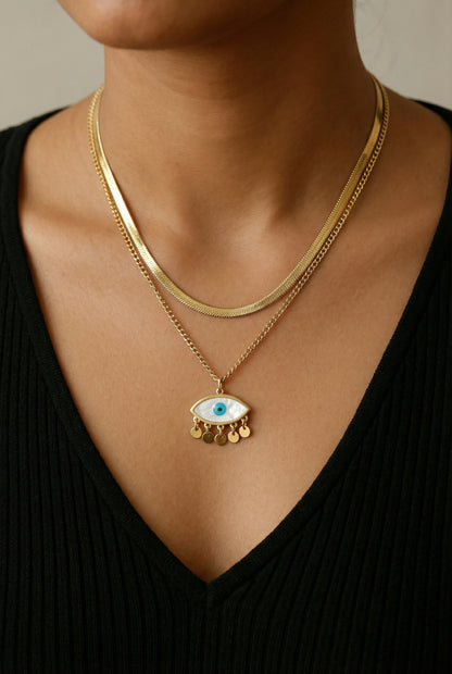 Double Layer Evil Eye Golden Neckchain