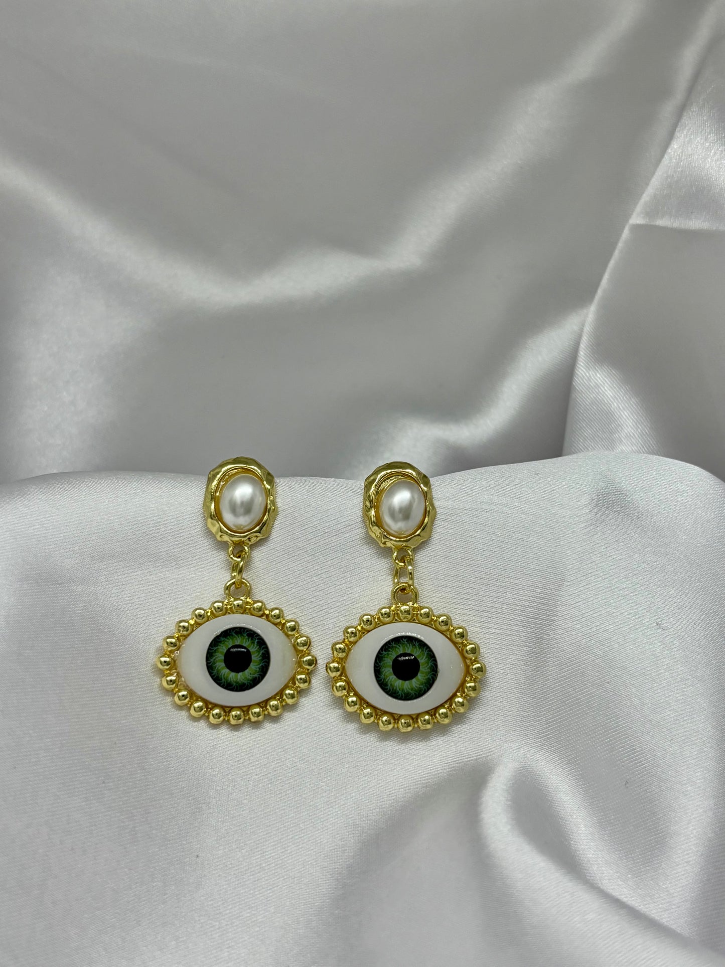 Evil Eye Pearl Drop Earring