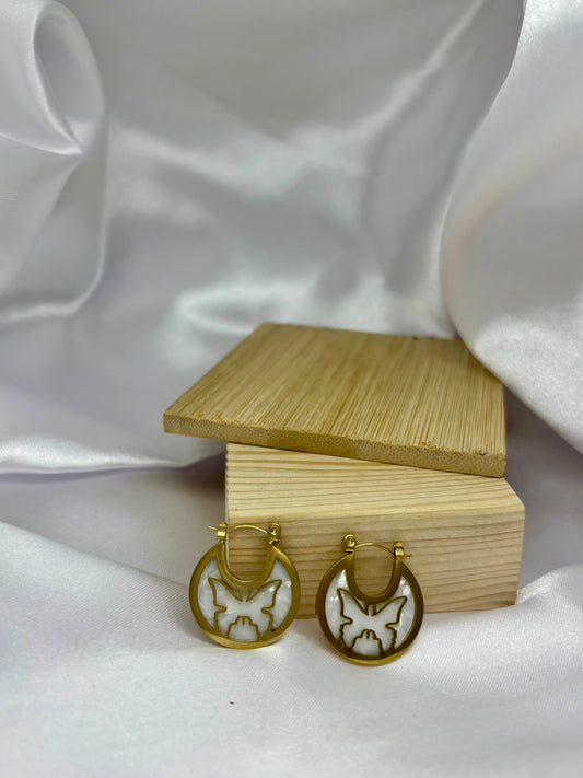 Golden Butterfly Orb Hoop