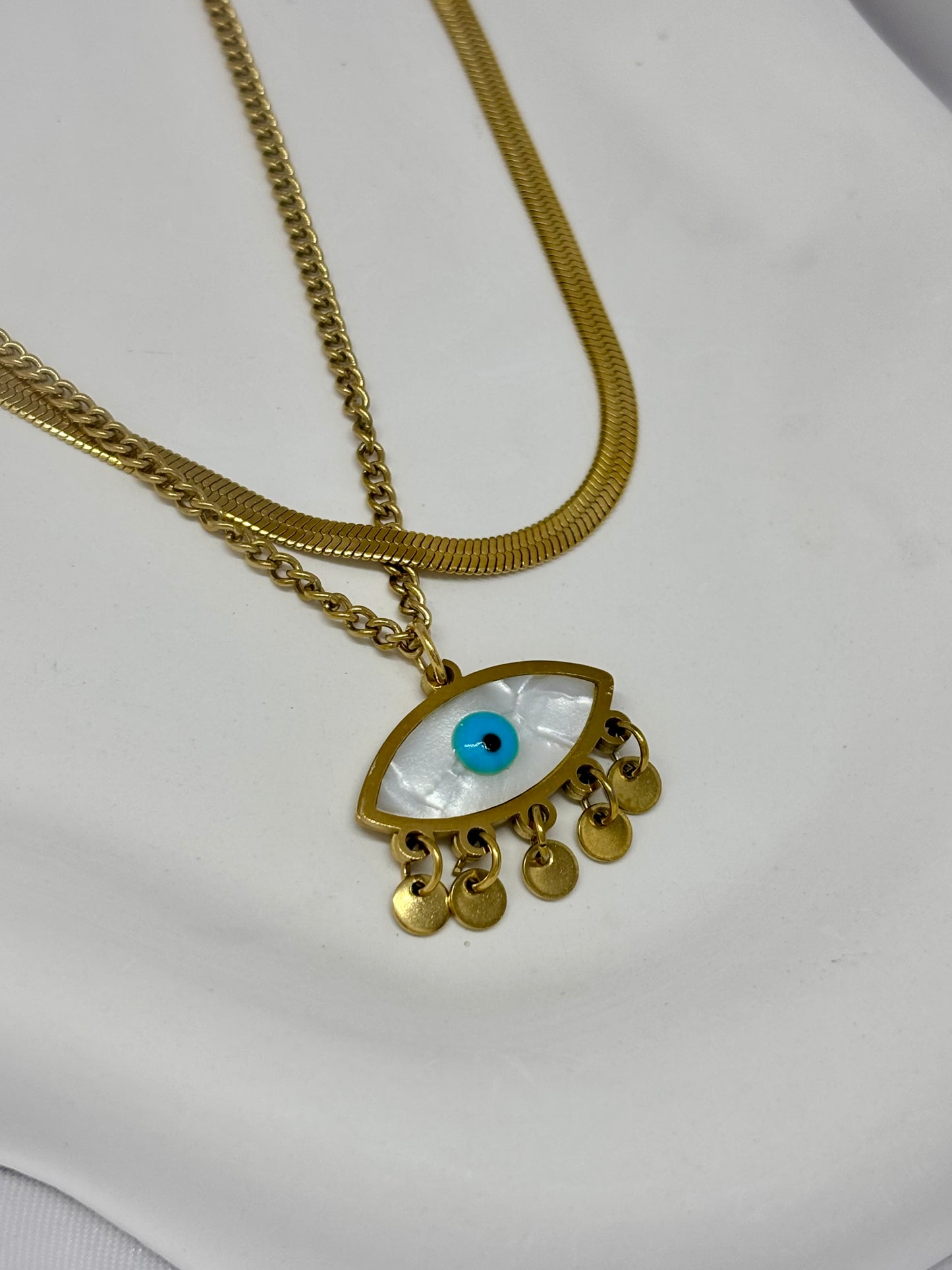 Double Layer Evil Eye Golden Neckchain
