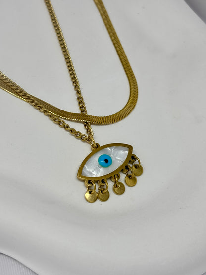 Double Layer Evil Eye Golden Neckchain