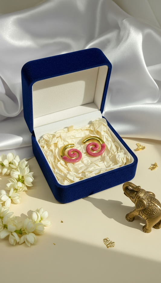 Spiral Pink & Gold Fusion Earring