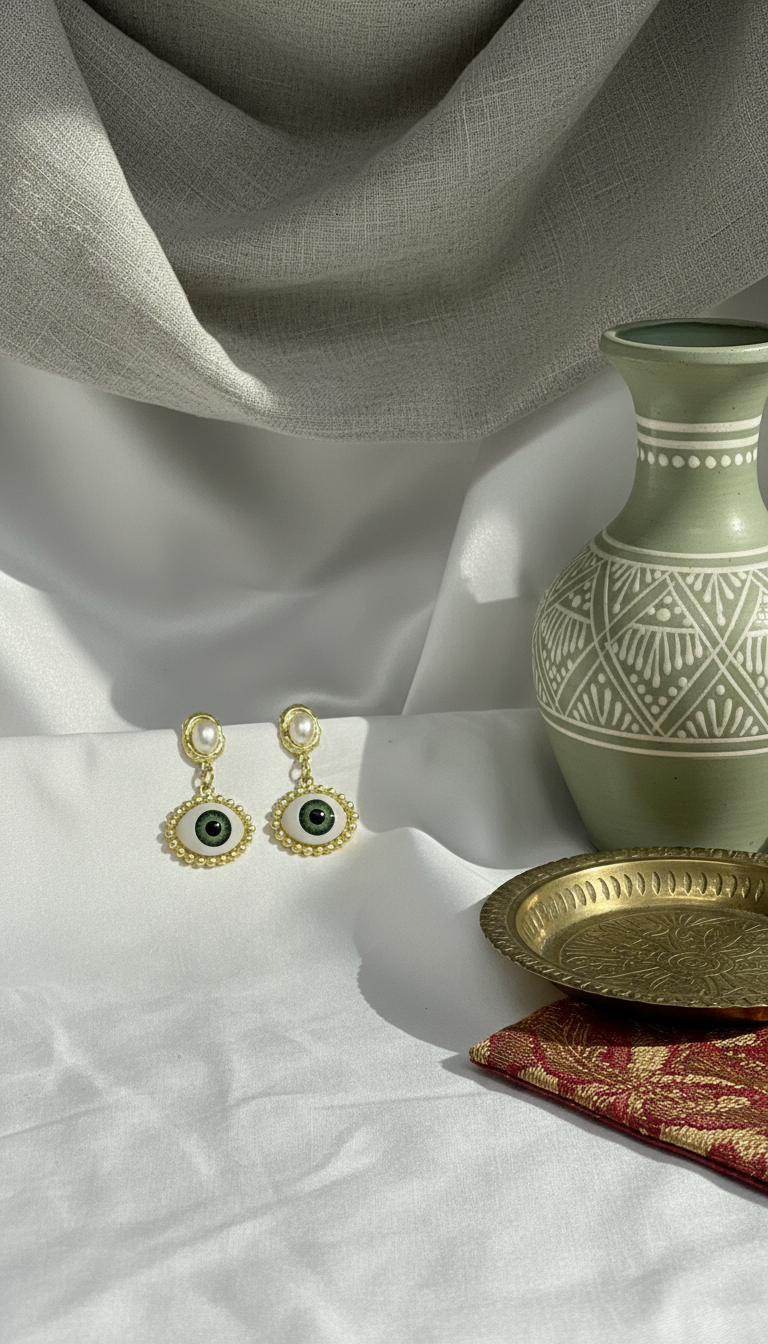 Evil Eye Pearl Drop Earring